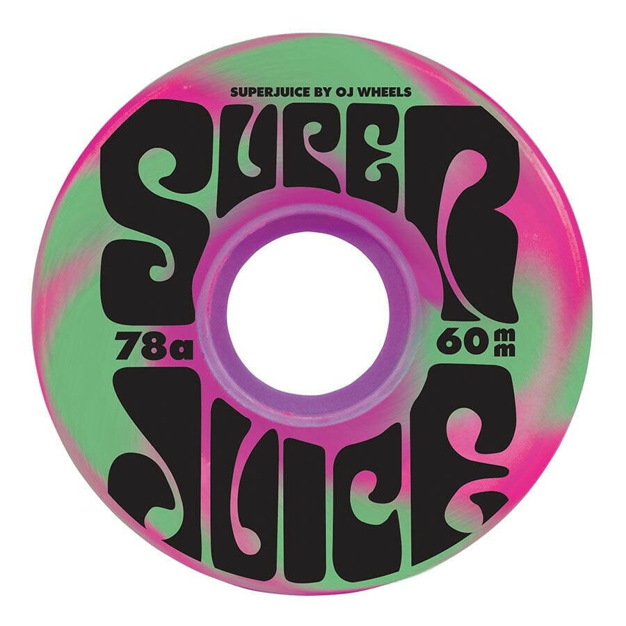 OJ - Super Juice Pink/Green Swirl 60MM 78A Skateboard Wheels.