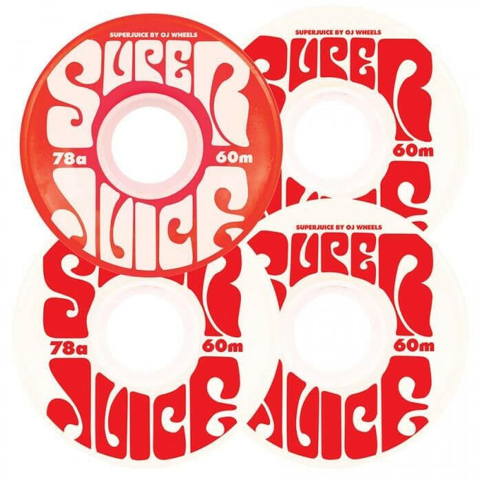 OJ - Super Juice White N Red 60MM 78A Skateboard Wheels.