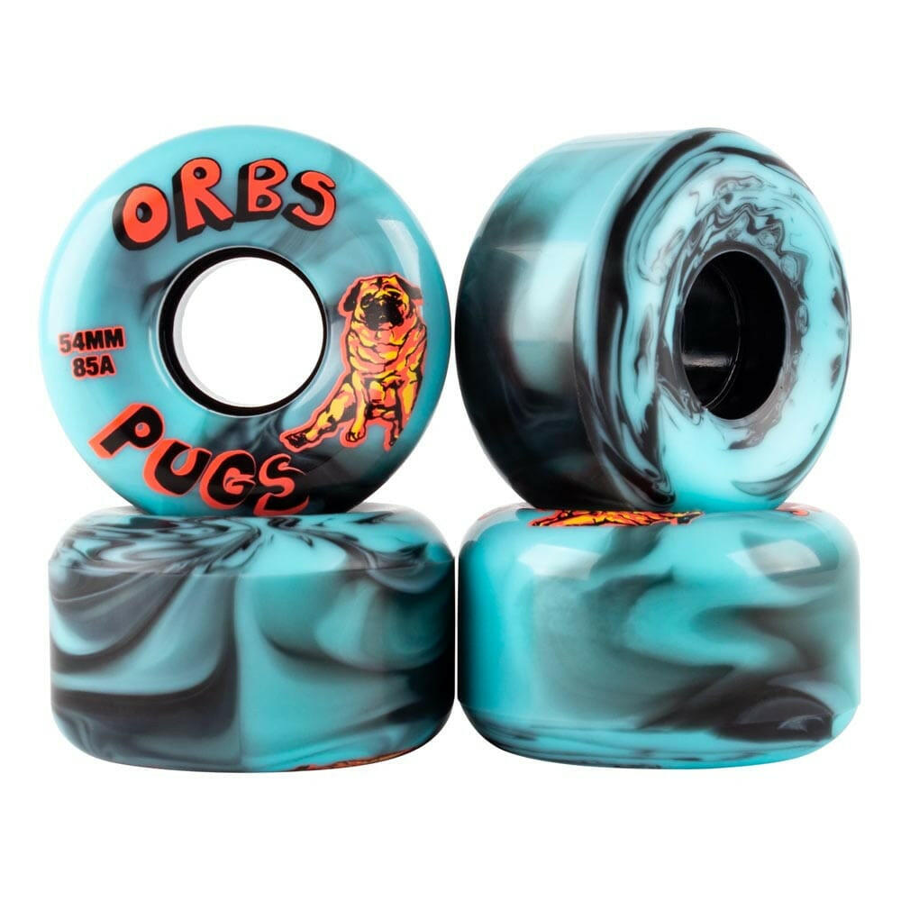 Orbs - Pugs Black/Blue 54MM 85A Skateboard Wheels.