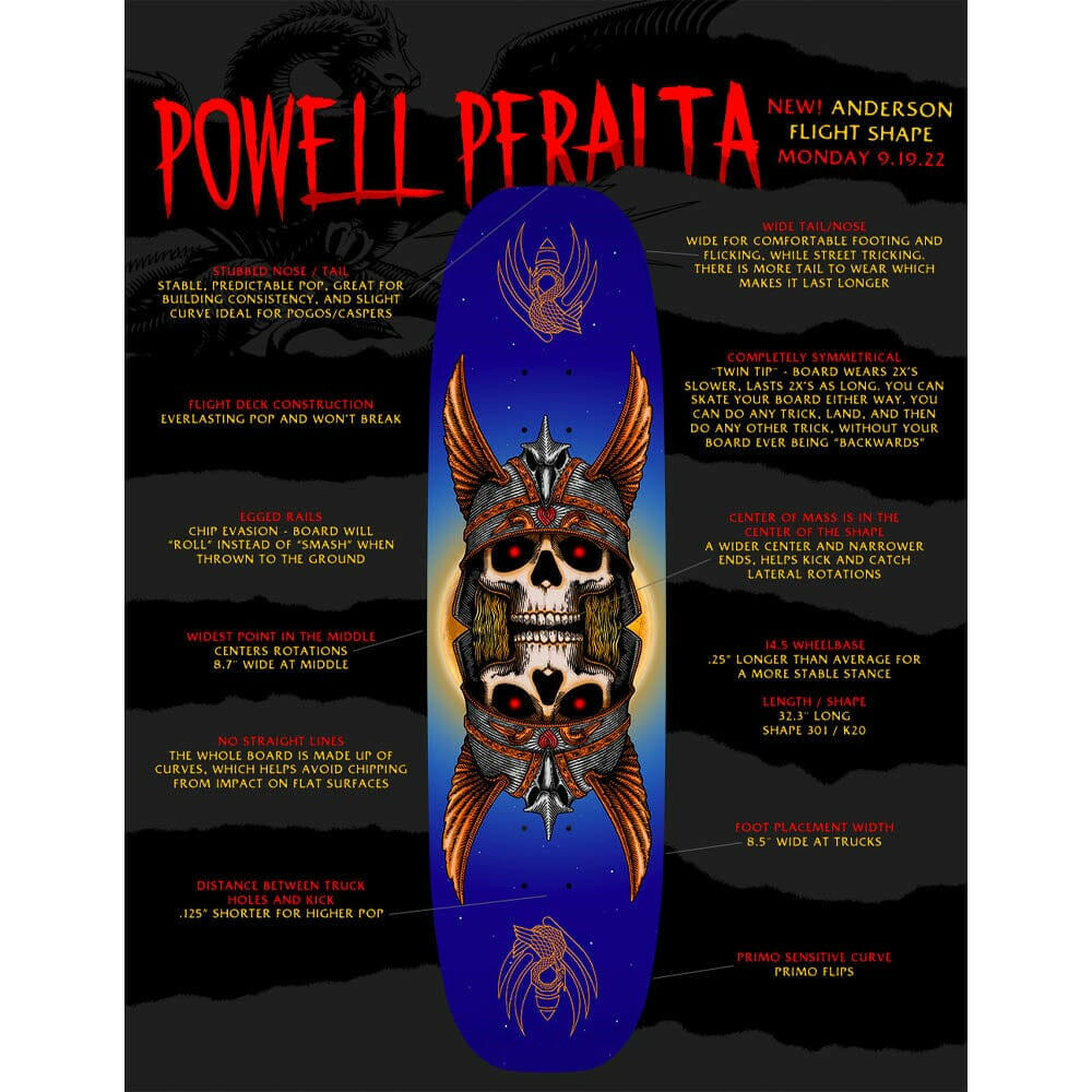 Powell Peralta - Andy Anderson Heron 2 Egg Flight 301 8.7 Skateboard Deck.