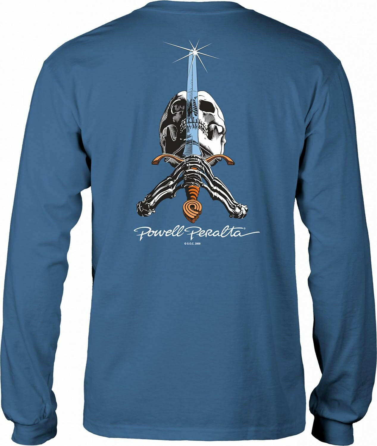 Powell Peralta - Skull & Sword L/S Tee Slate Blue.