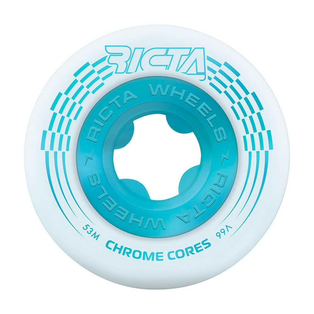 Ricta - Chrome Core White/Teal 53MM 99A Skateboard Wheels.