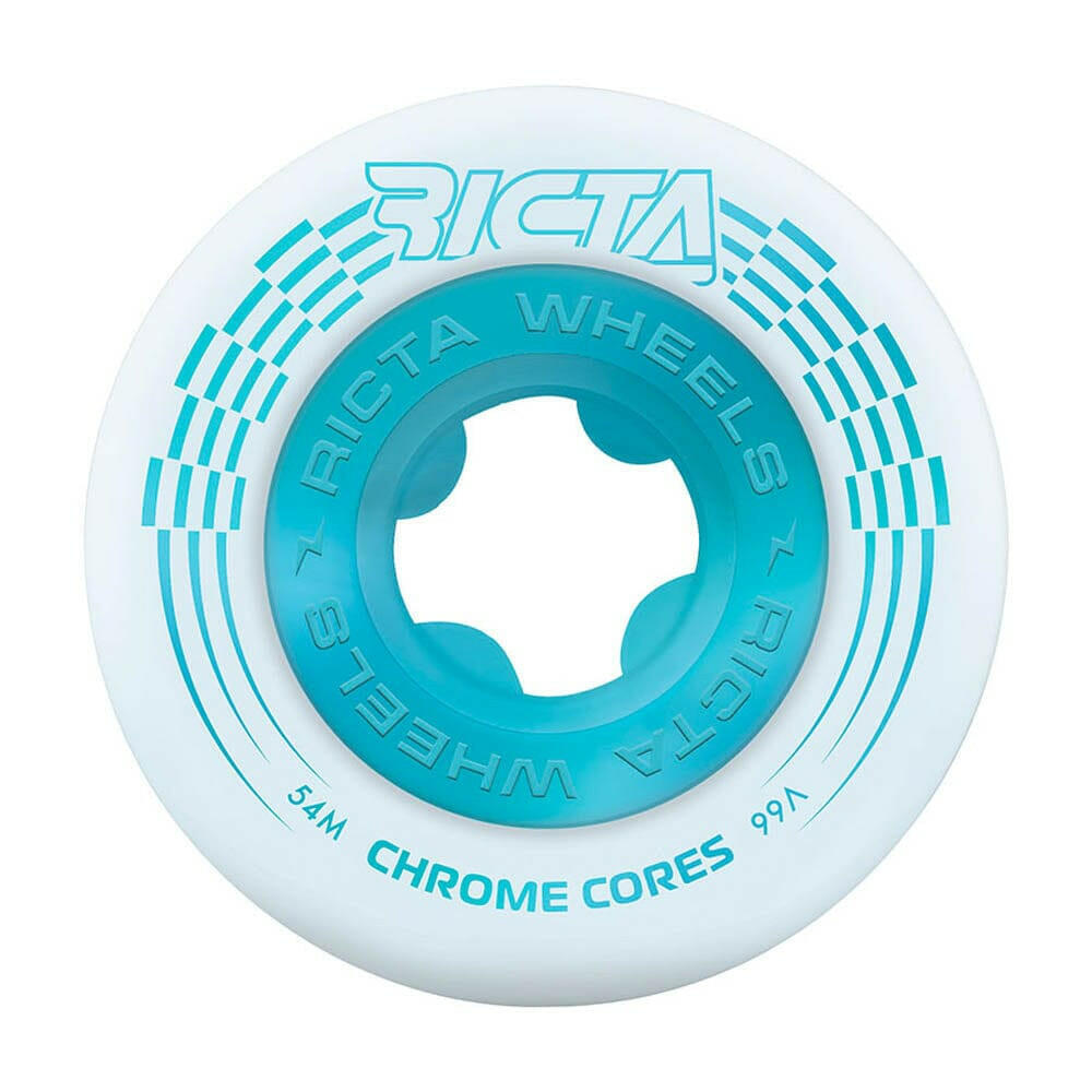 Ricta - Chrome Core White/Teal 54MM 99A Skateboard Wheels.