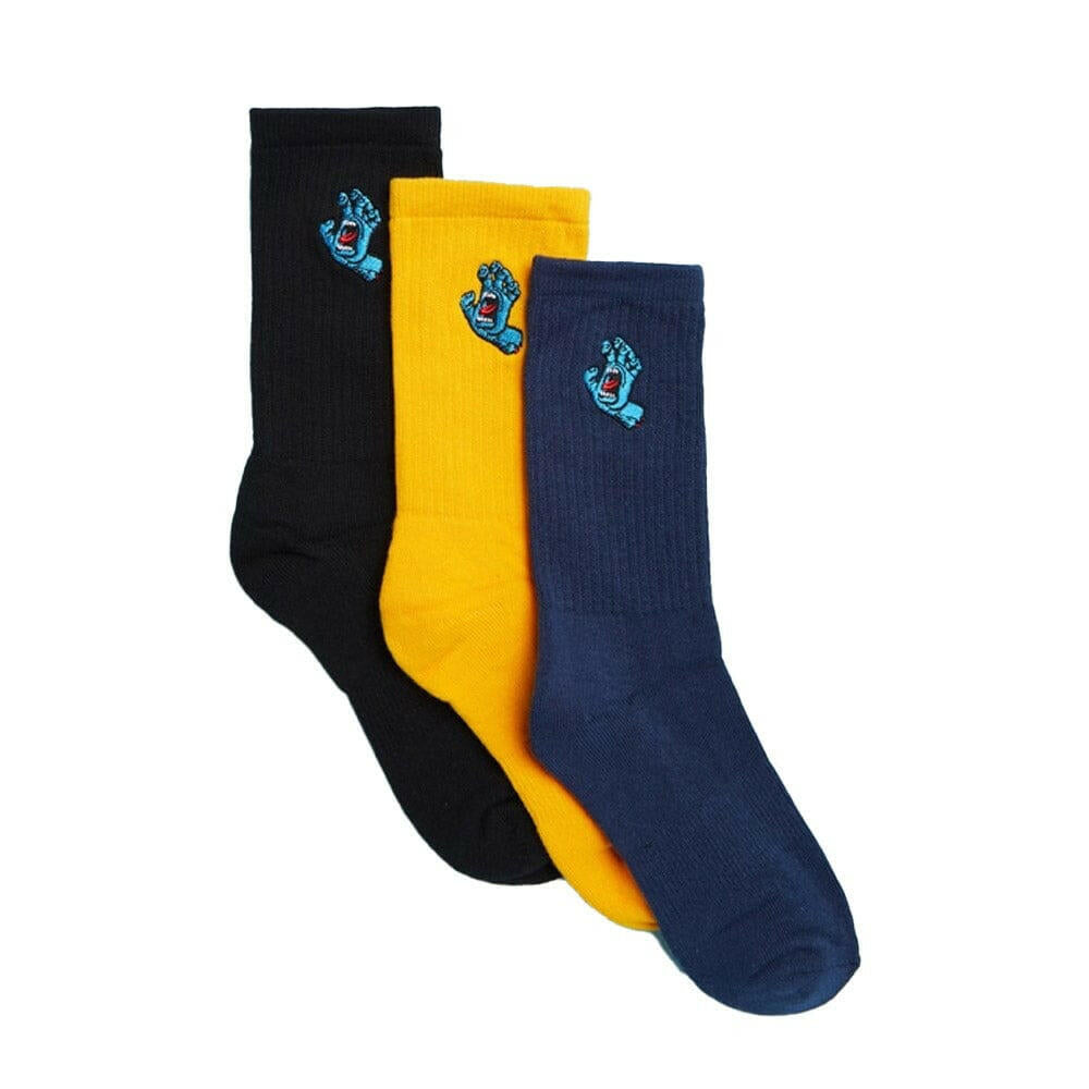 Santa Cruz - Screaming Hand Crew 3 Pack Youth Socks.