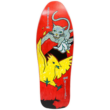 Schmitt Stix - Chris Miller Cat Bird Red 9.5 Reissue Skateboard Deck.