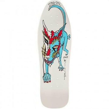 Schmitt Stix - Miller Mini White/Blue 9.125" Reissue Skateboard Deck.