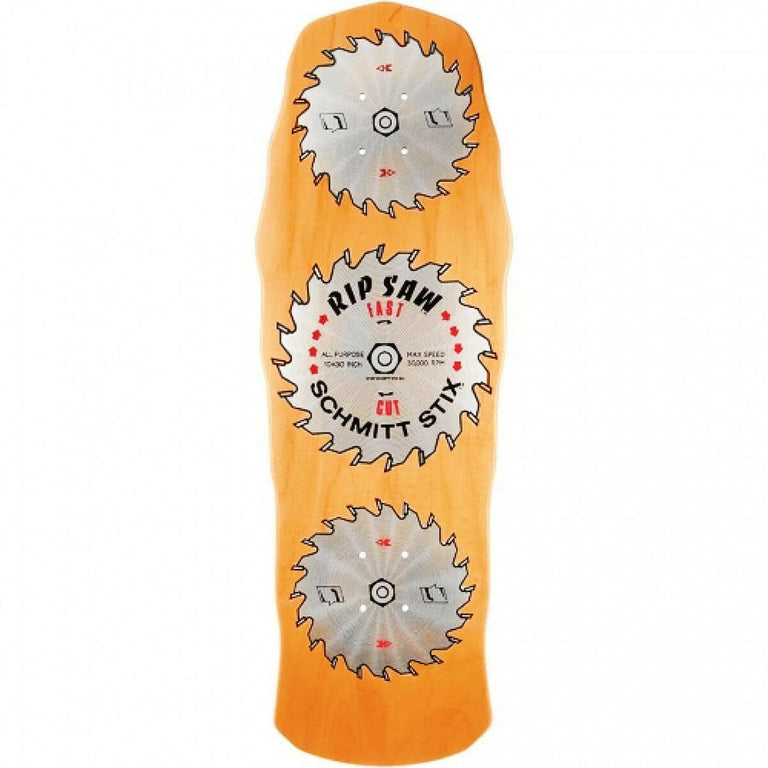 Schmitt Stix - Ripsaw Orange Stain 10.0 Reissue Skateboard Deck.