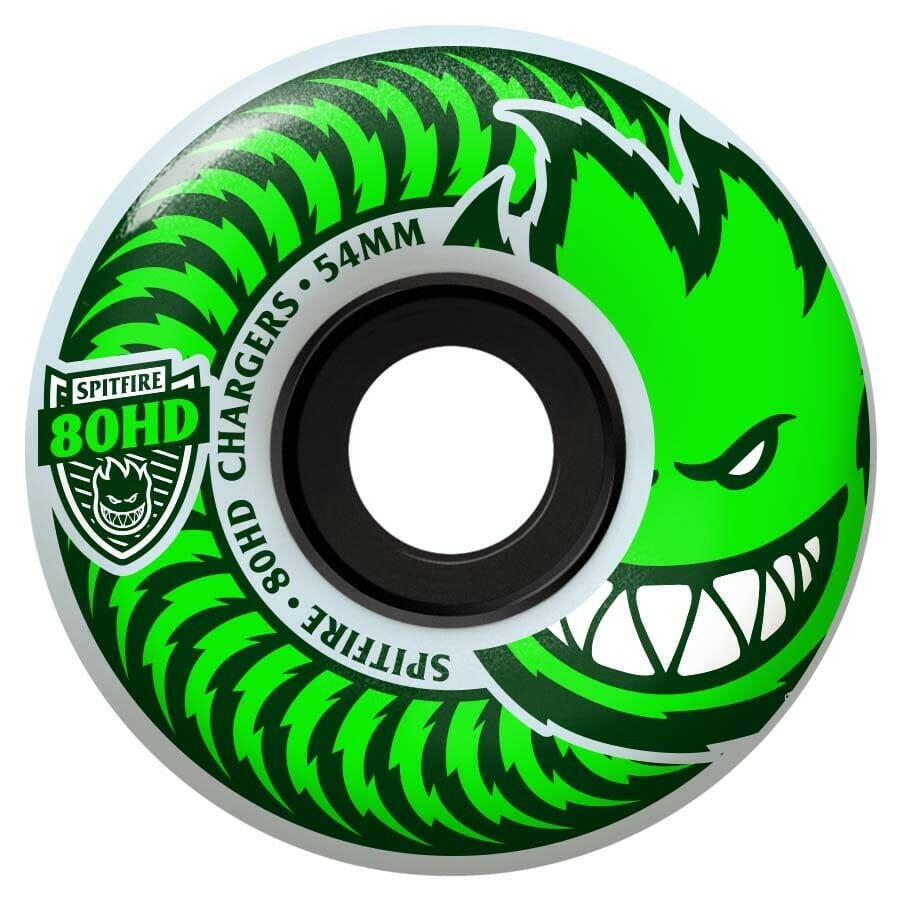 Spitfire - Chargers Classic Clear/Green 56MM 80HD Skateboard Wheels.