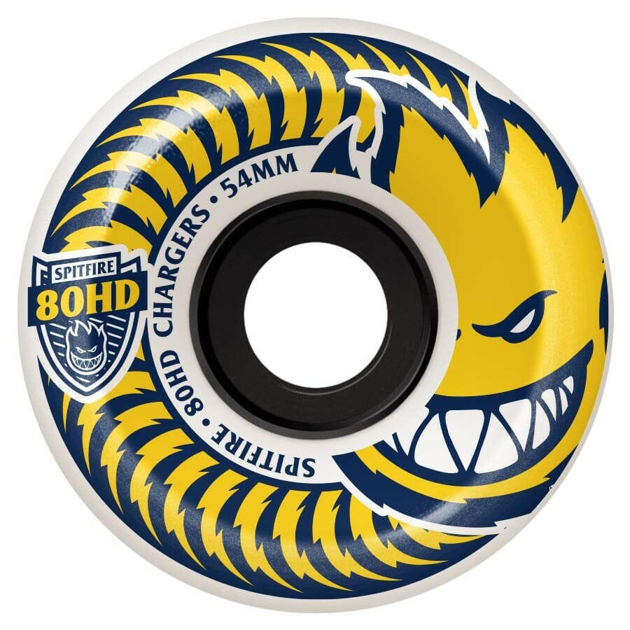 Spitfire - Chargers Conical White/Yellow 54MM 80HD Skateboard Wheels.