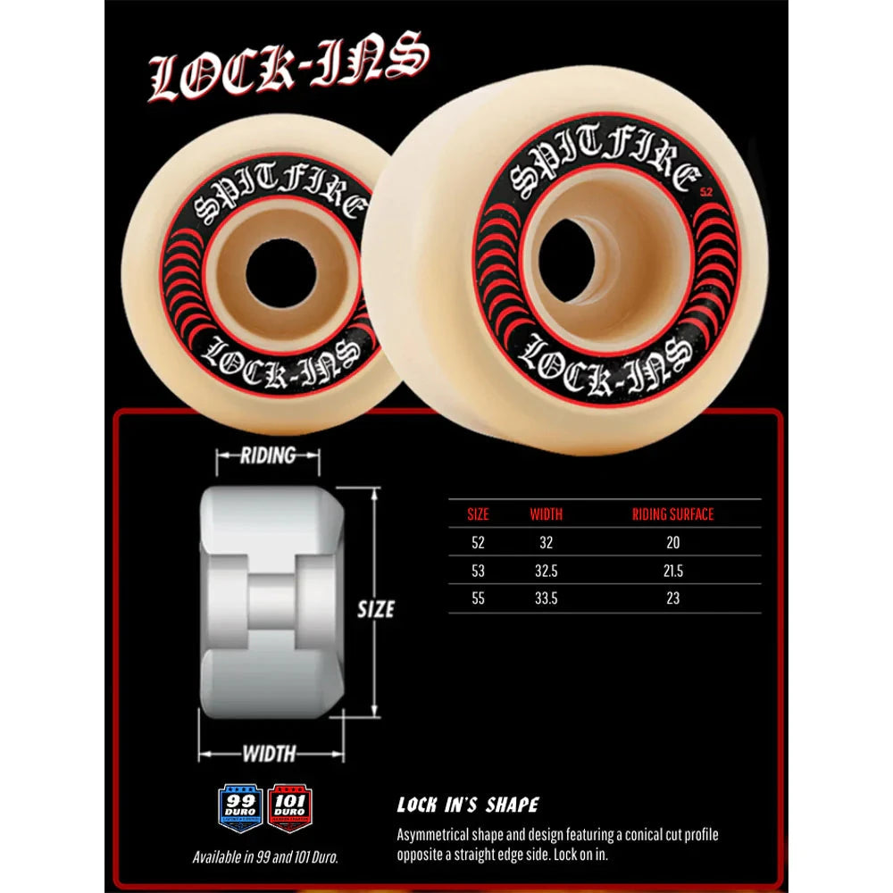 Spitfire - F4 Lock Ins 57MM 99A Skateboard Wheels.