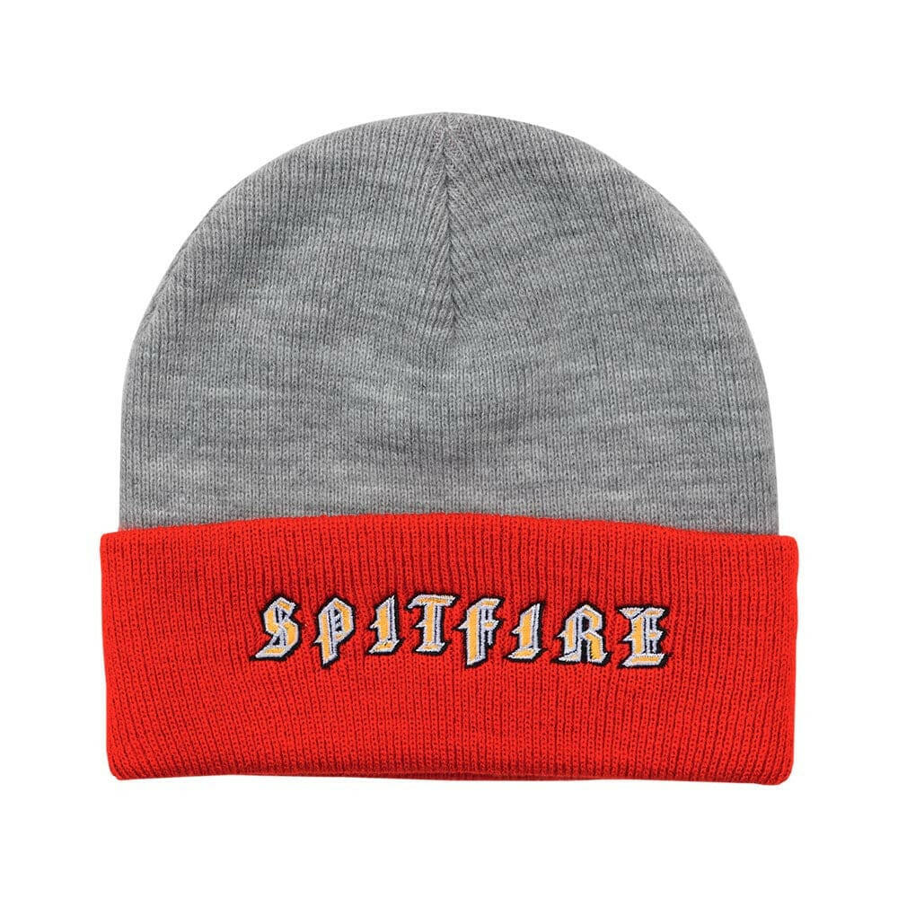 Spitfire - Old E Cuff Beanie Heather Grey/Red.