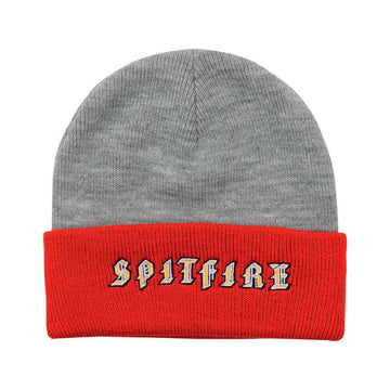 Spitfire - Old E Cuff Beanie Heather Grey/Red.