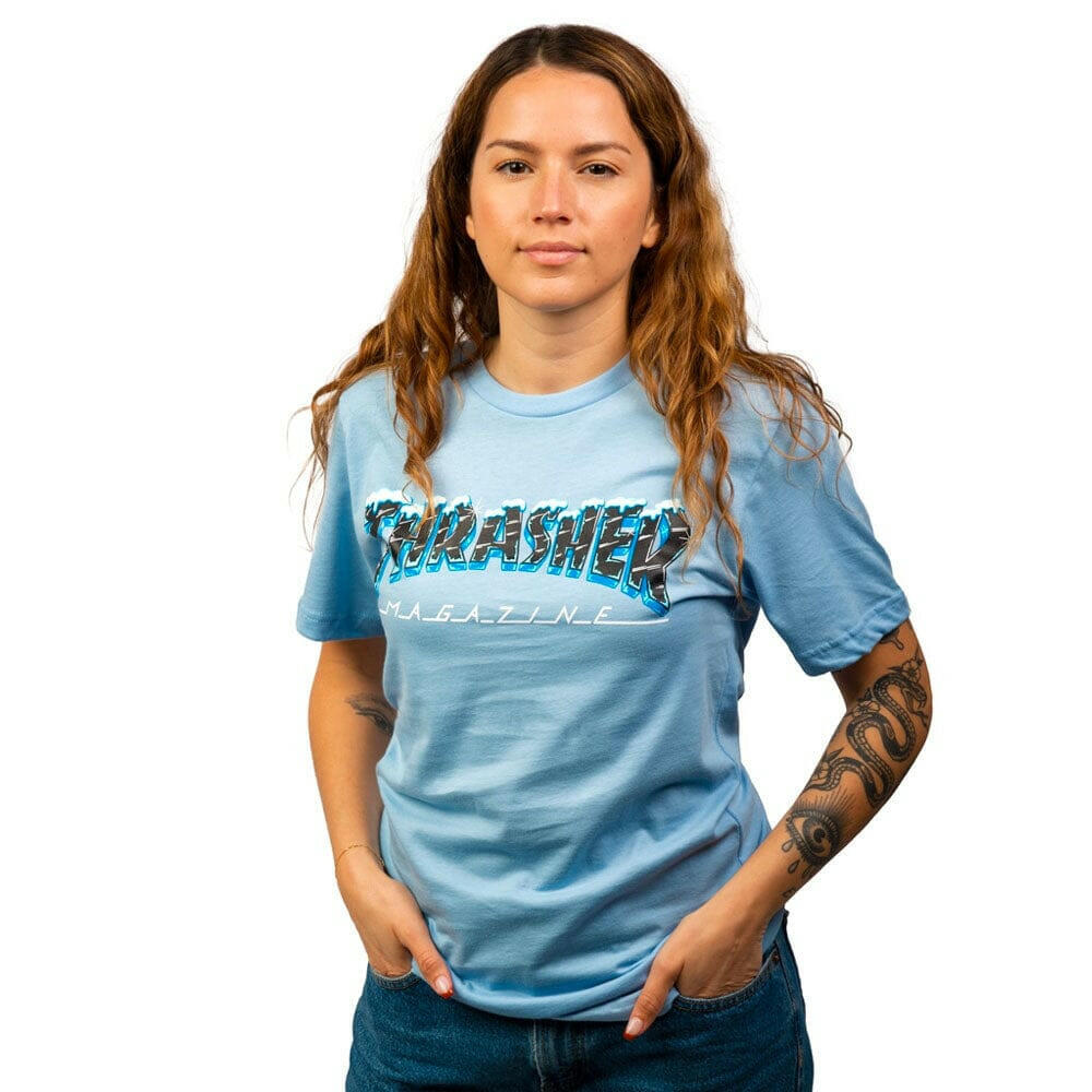 Thrasher - Girls Black Ice Tee Light Blue.