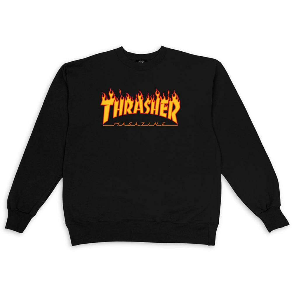 Thrasher - Flame Logo Crew Black.