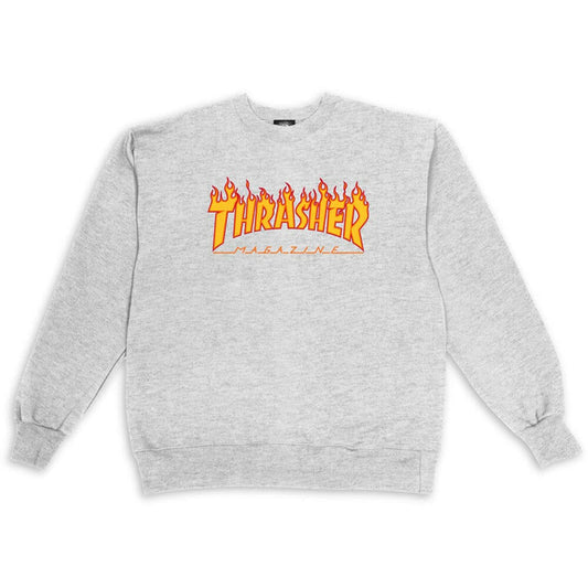 Thrasher - Flame Logo Crew Grey.