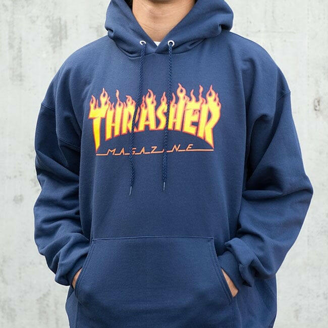 Thrasher - Flame Logo Hoodie Navy.
