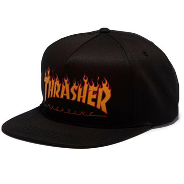 Thrasher - Flame Logo Structured Snapback Black.