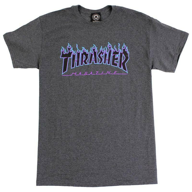 Thrasher Flame Logo Mens Tee Dark Heather Grey