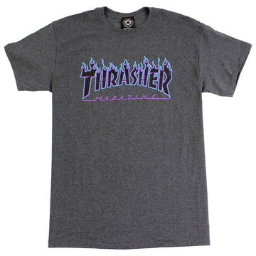 Thrasher - Flame Logo Mens Tee Dark Heather Grey.
