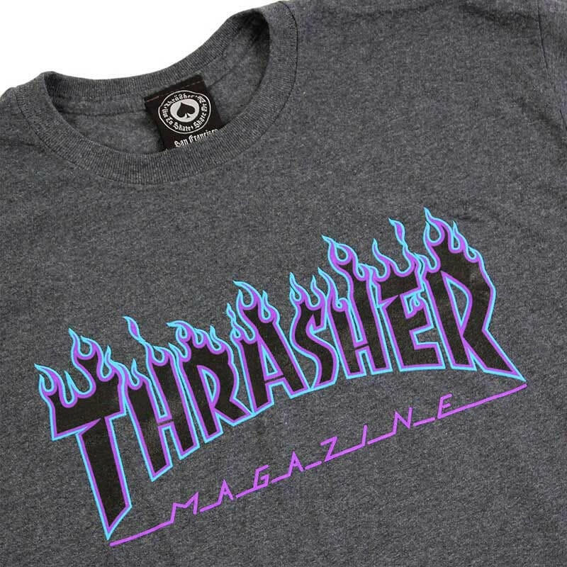 Thrasher - Flame Logo Mens Tee Dark Heather Grey.