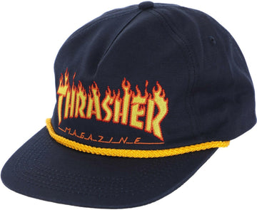Thrasher - Flame Rope Snapback Navy.