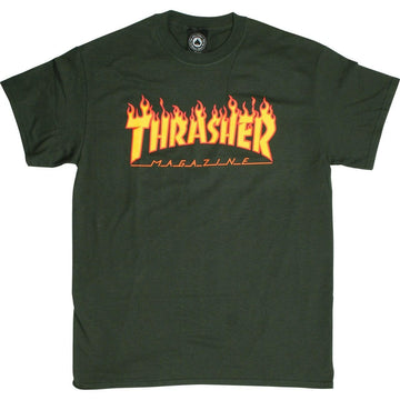 Thrasher - Flame Tee Forest Green.