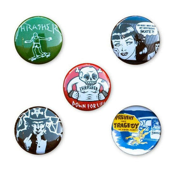 Thrasher - Usual Suspects Buttons 5 Pack.