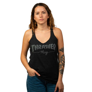 Thrasher - Womens Mag Logo Racerback Tank Black.