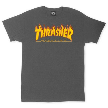Thrasher - Flame Logo Tee Charcoal.