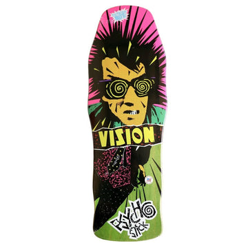 Vision - Psycho Stick Green Stain 10.0" Reissue Skateboard Deck.