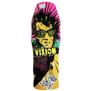 Vision - Psycho Stick Yellow Stain 10.0" Reissue Skateboard Deck.