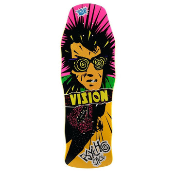 Vision - Psycho Stick Yellow 10.0 Reissue Skateboard Deck.